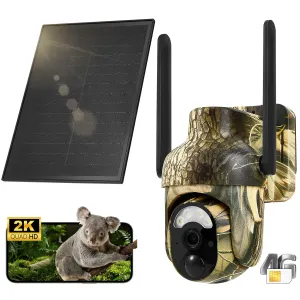 4G LTE Cellular Trail Cameras 2K 360 View Live Streaming Game Camera Built-in SIM Card with Motion Activated Color Night Vision Remote Phone Access Solar Powered Trail Camera IP65 Waterproof