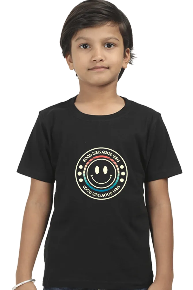 Boys Round Neck Half Sleeve Classic T-Shirt Good Vibes