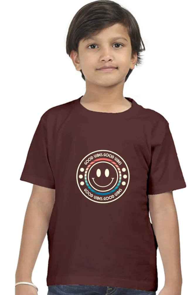 Boys Round Neck Half Sleeve Classic T-Shirt Good Vibes
