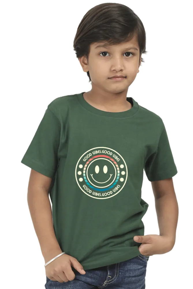 Boys Round Neck Half Sleeve Classic T-Shirt Good Vibes