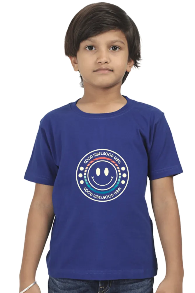 Boys Round Neck Half Sleeve Classic T-Shirt Good Vibes