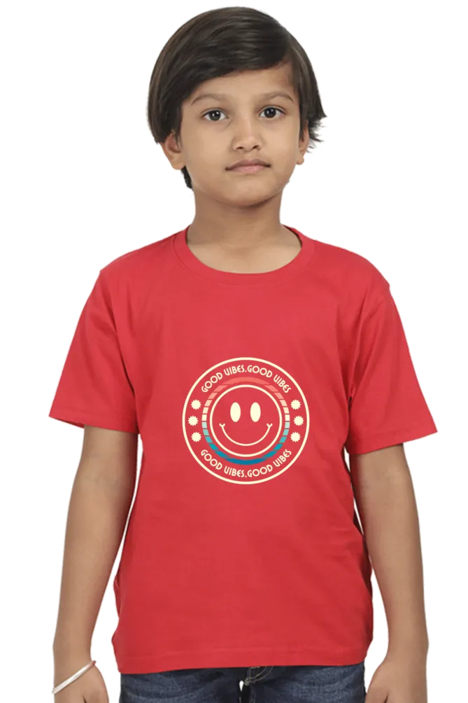 Boys Round Neck Half Sleeve Classic T-Shirt Good Vibes