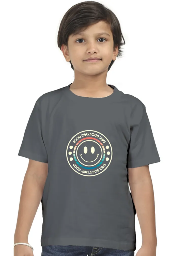 Boys Round Neck Half Sleeve Classic T-Shirt Good Vibes