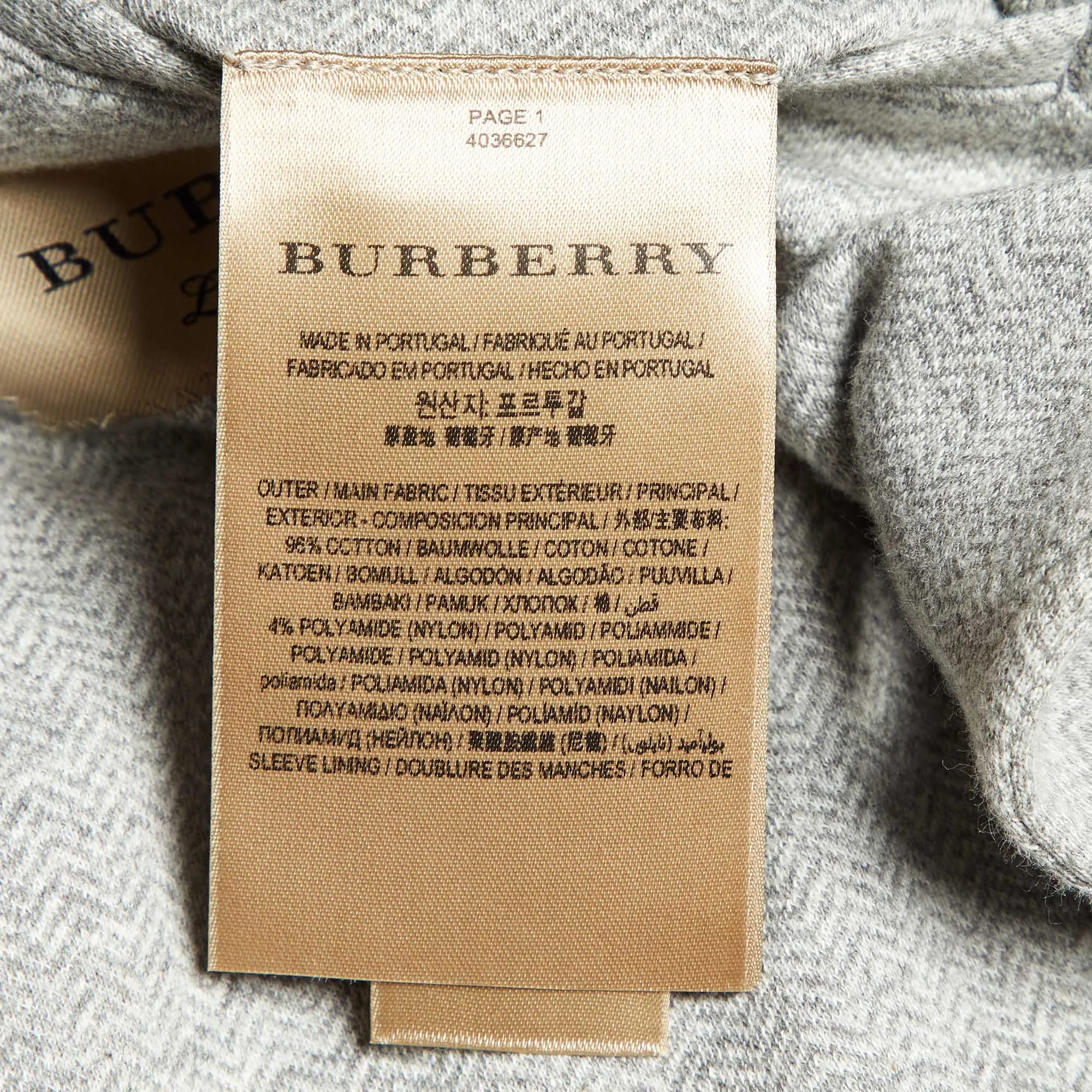 Burberry Grey Herringbone Cotton Suit