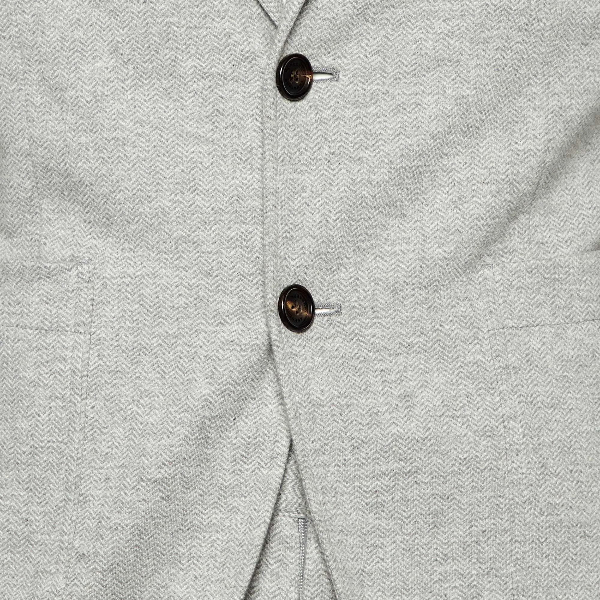 Burberry Grey Herringbone Cotton Suit