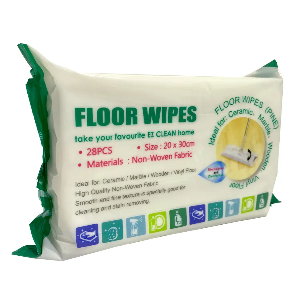 Ez Clean Floor Wet Wipes Pine Scent 28pcs [1pcs/Bundle of 12/24 packs]