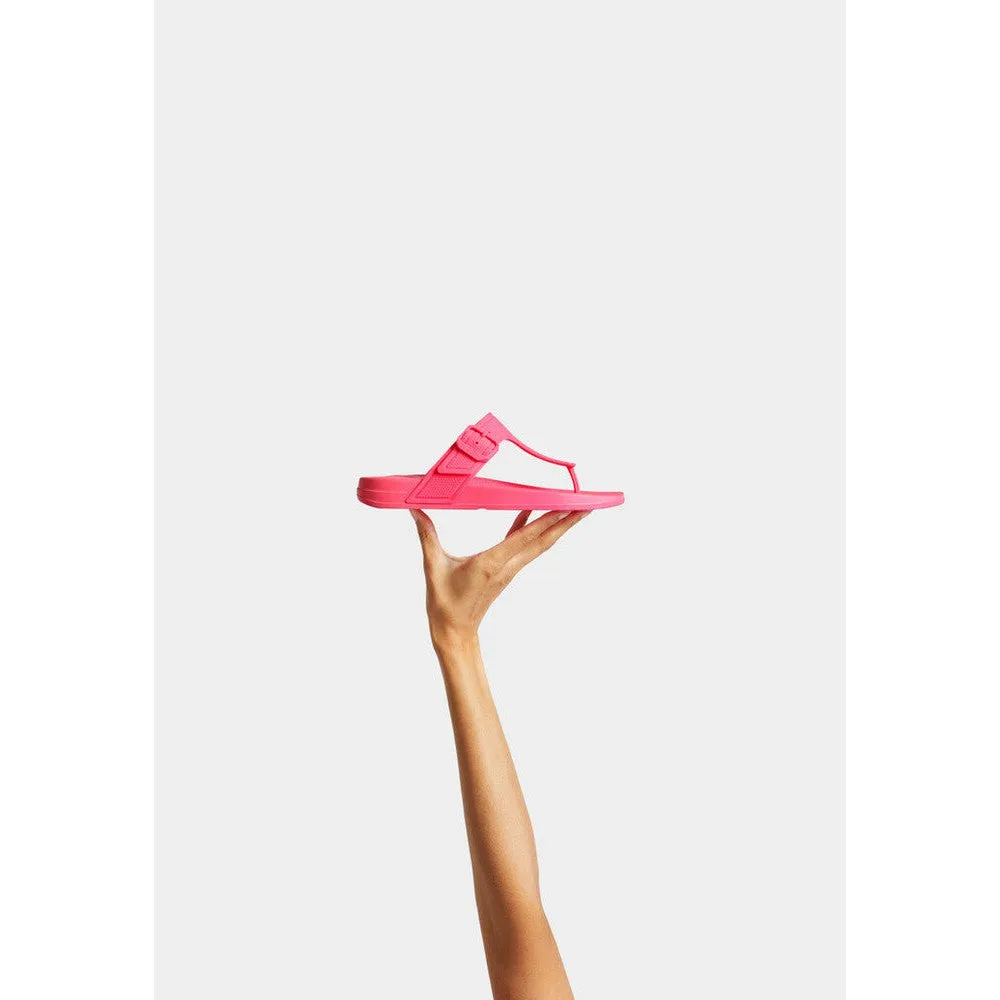 FitFlop GB3-A38 Iqushion Adjustable Buckle Ladies Pop Pink PU Arch Support Toe-Post Beach & Pool Shoes