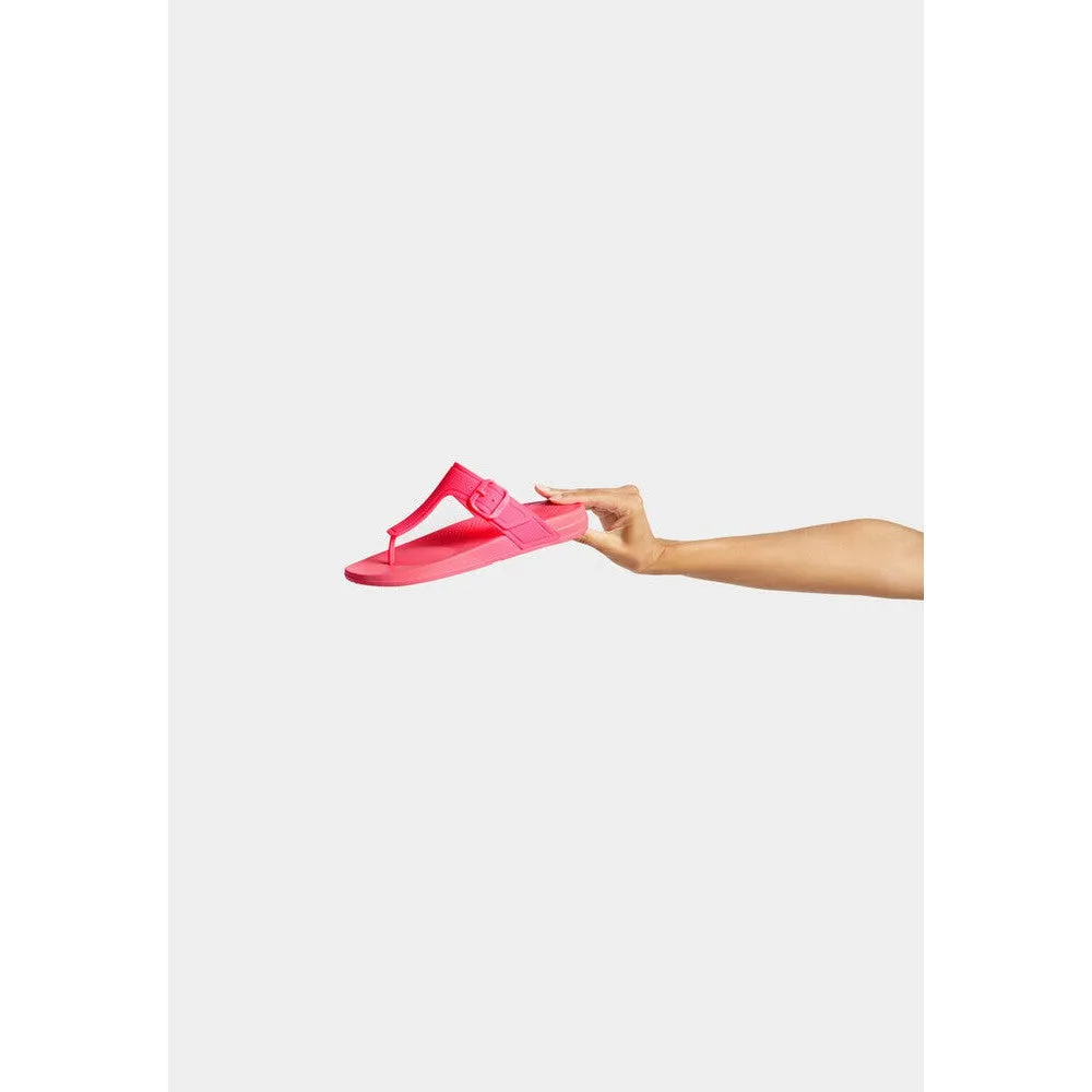 FitFlop GB3-A38 Iqushion Adjustable Buckle Ladies Pop Pink PU Arch Support Toe-Post Beach & Pool Shoes