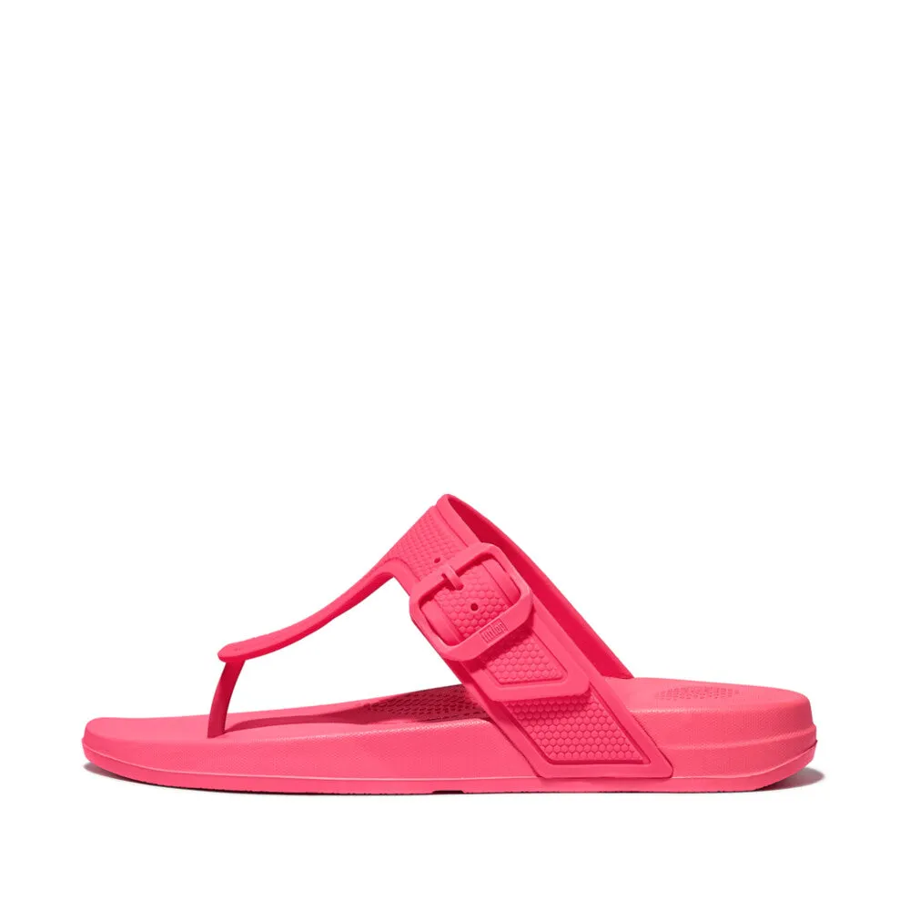 FitFlop GB3-A38 Iqushion Adjustable Buckle Ladies Pop Pink PU Arch Support Toe-Post Beach & Pool Shoes