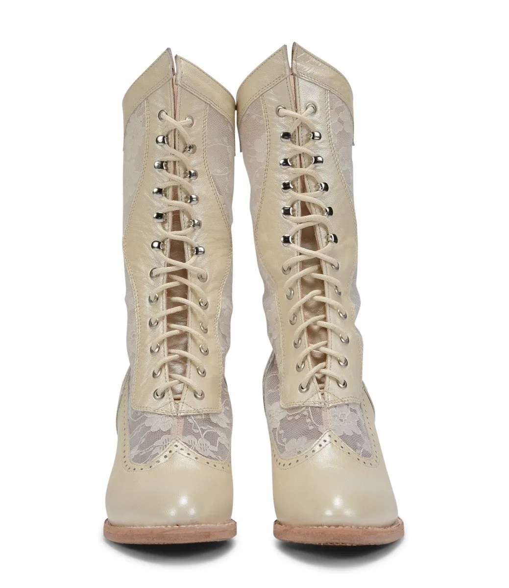 Jennie Victorian Wedding Boots in Pearl