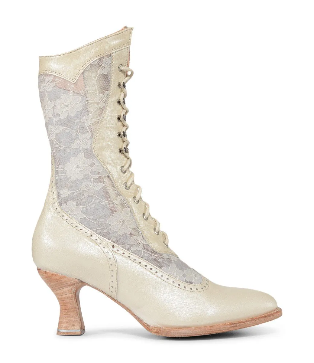 Jennie Victorian Wedding Boots in Pearl