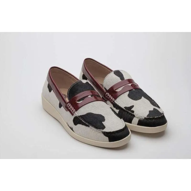 Johnny Famous Bally Style Pony Men's Black Animal Leather Slip Ons