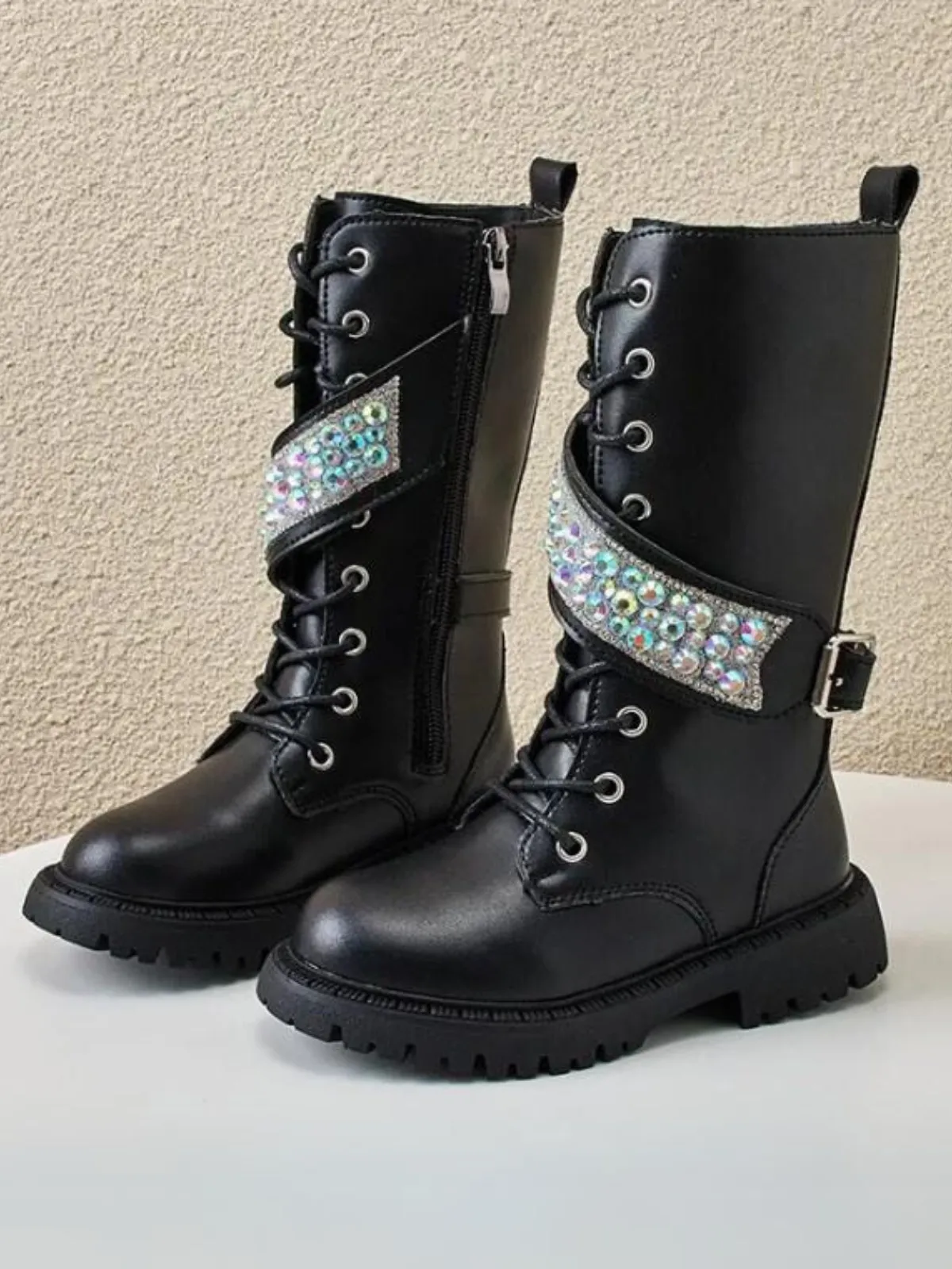 Made For Sparkling Crystal Strap Boots By Liv and Mia