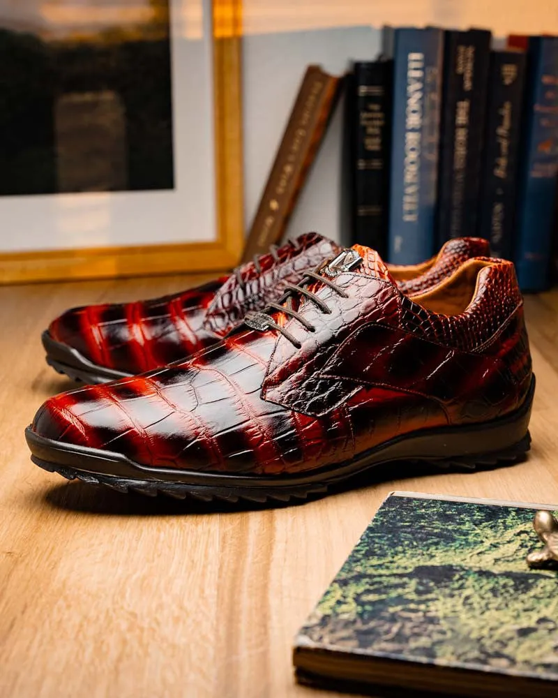 Marco Di Milano Vulcan Cognac Alligator Derby Shoes