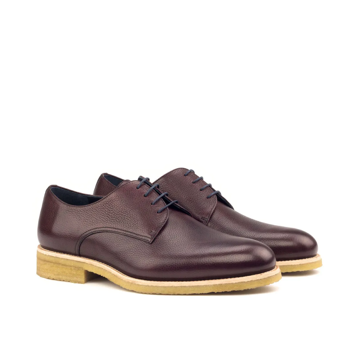 Men's Derby Leather Shoes Wide Plus Size Burgundy 2617