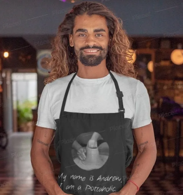 Pottaholic Apron, Pottery Clay Art Studio Printed Apron, Potters,Unisex, Christmas/Thanksgiving/Birthday Gift, Cute Valentine Gift