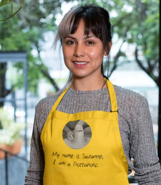 Pottaholic Apron, Pottery Clay Art Studio Printed Apron, Potters,Unisex, Christmas/Thanksgiving/Birthday Gift, Cute Valentine Gift