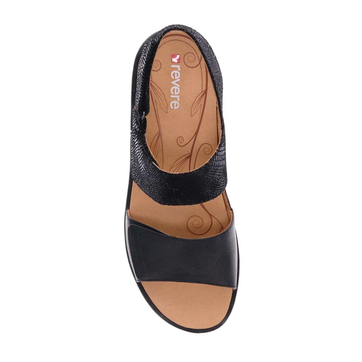 Revere Como Women Sandals In Black Lizard