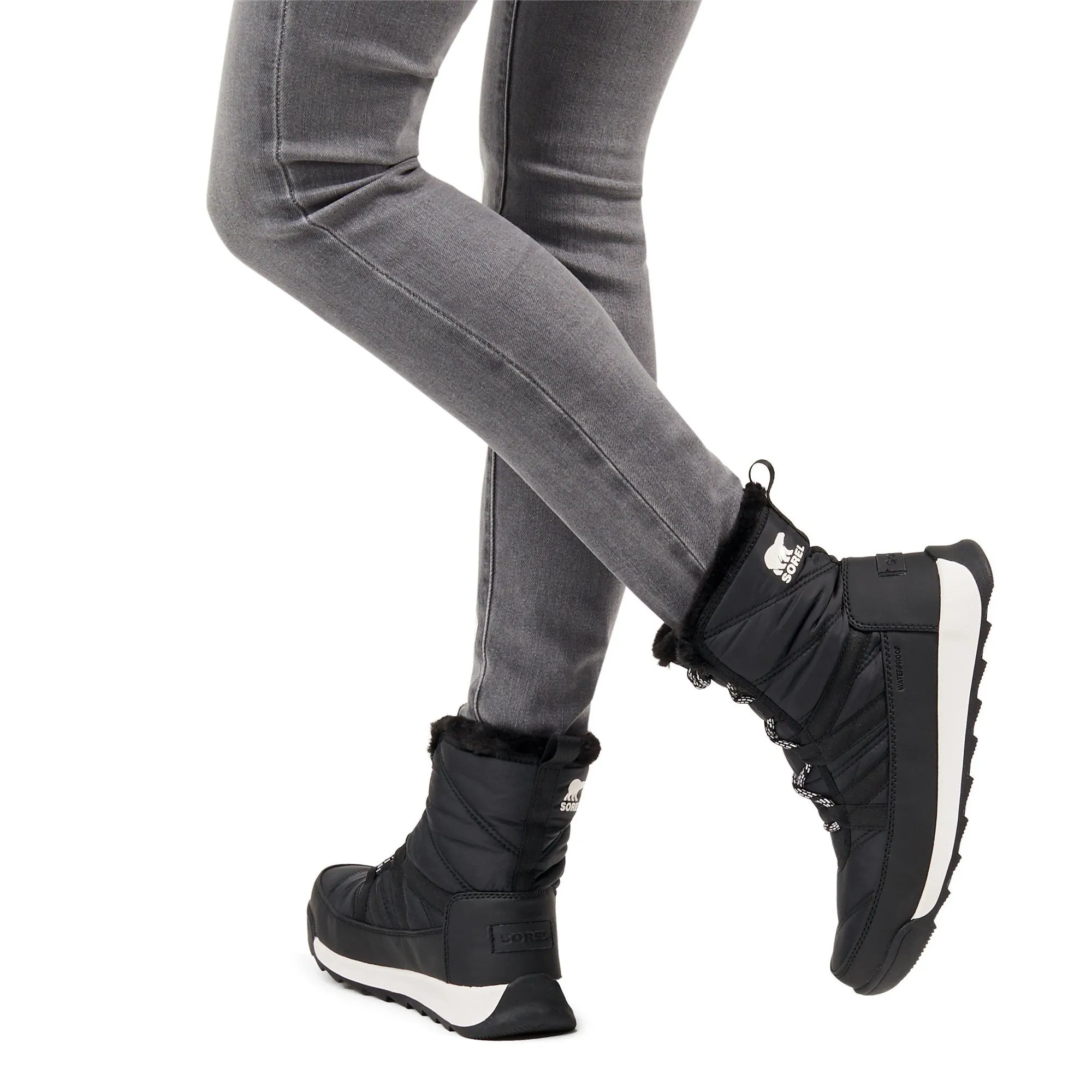 Sorel Whitney™ Ii Short Lace 010 Ladies Black  Nylon Waterproof Lace Up Ankle Boots