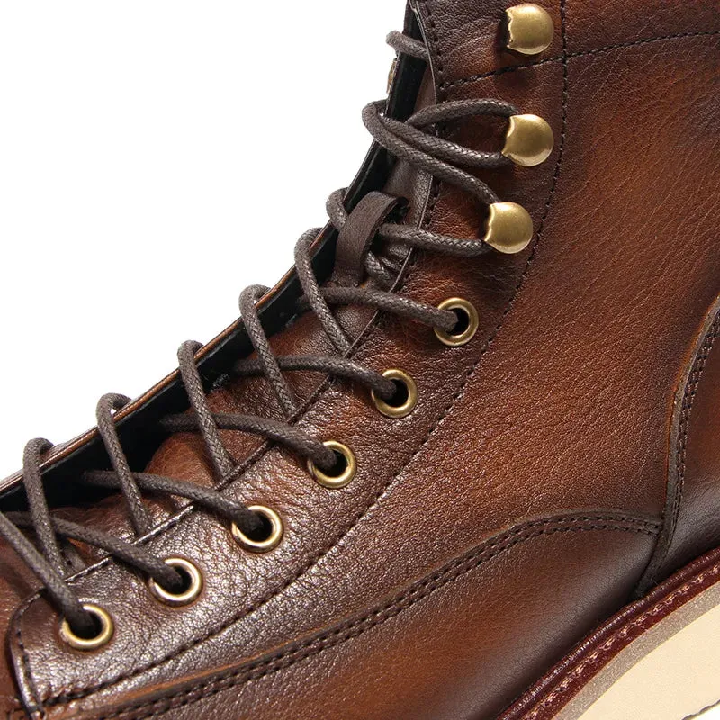 Vintage Lace-Up Leather Tooling Boots