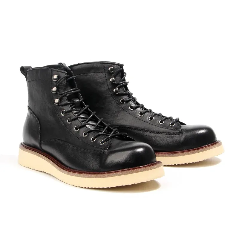 Vintage Lace-Up Leather Tooling Boots