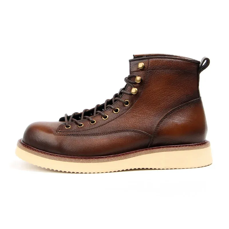 Vintage Lace-Up Leather Tooling Boots