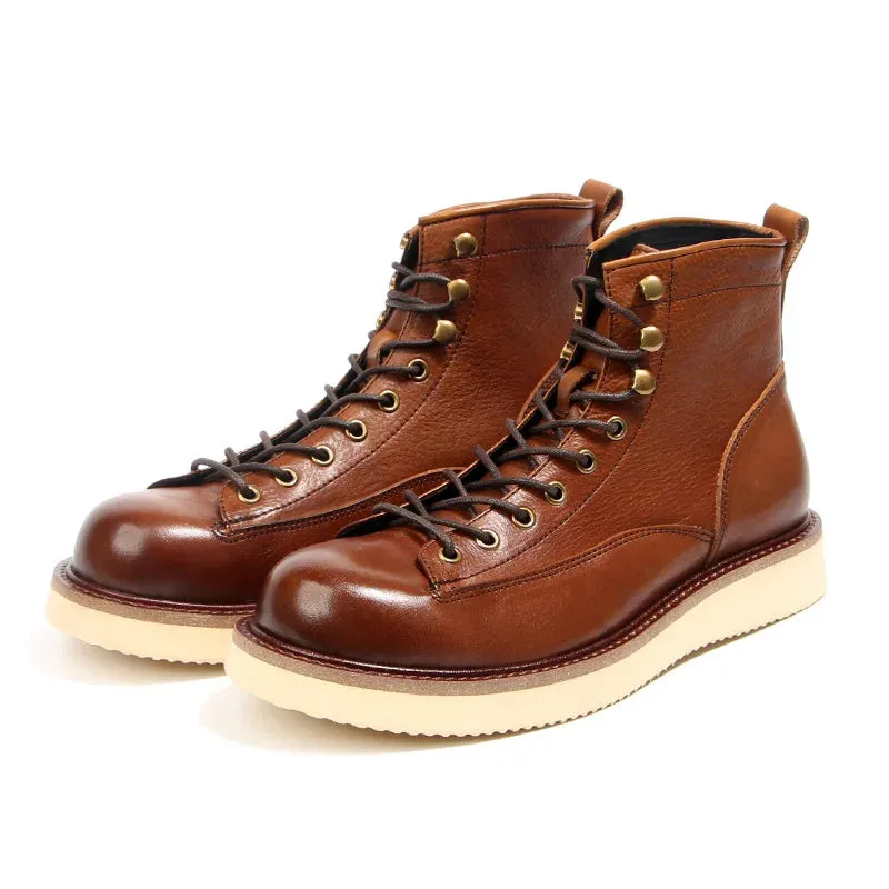 Vintage Lace-Up Leather Tooling Boots