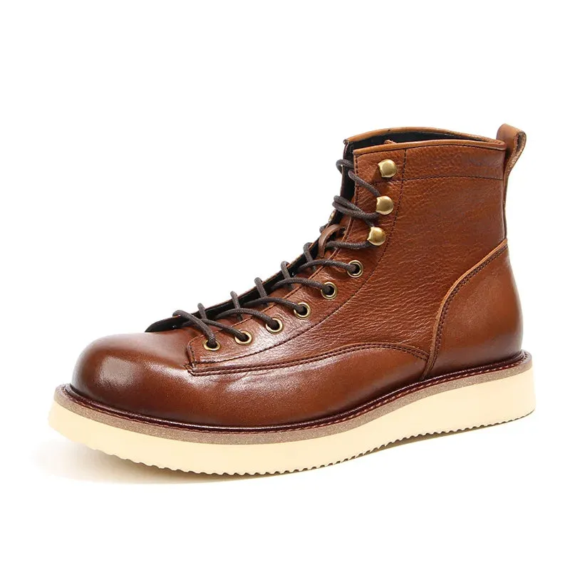 Vintage Lace-Up Leather Tooling Boots