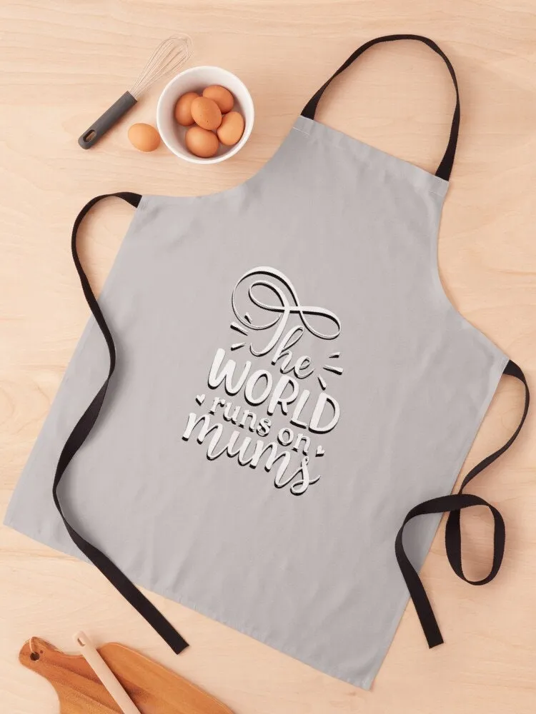 World runs on Mom  Apron,Personalized Celebrate Mom gift for Mother&#39;s Day/Christmas/Thanksgiving/Birthday Gift, Cute Valentine Gift