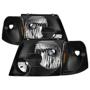 Xtune Headlights Ford Explorer 4Dr (02-05) [OEM Style w/ Corner 4pcs sets] Black w/ Amber Signal Lights