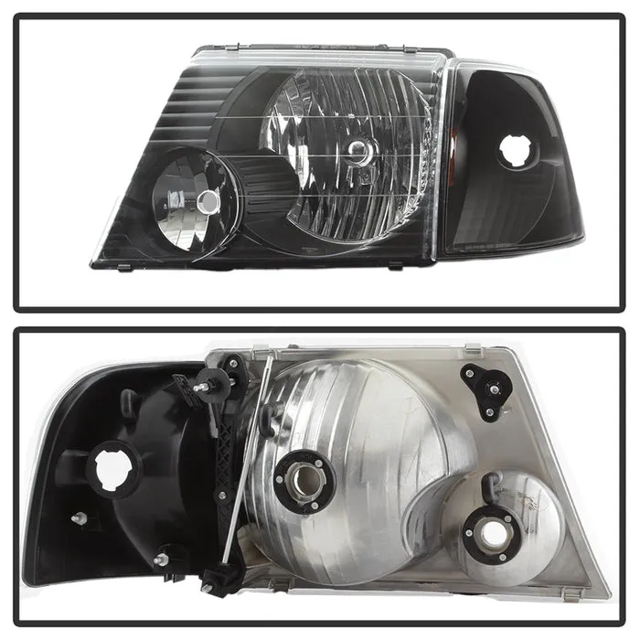 Xtune Headlights Ford Explorer 4Dr (02-05) [OEM Style w/ Corner 4pcs sets] Black w/ Amber Signal Lights