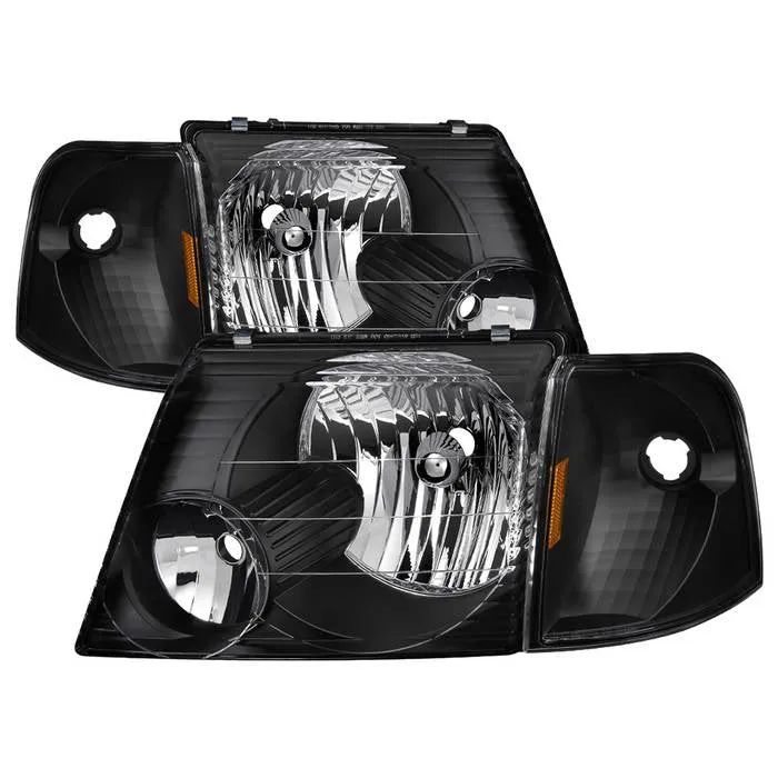 Xtune Headlights Ford Explorer 4Dr (02-05) [OEM Style w/ Corner 4pcs sets] Black w/ Amber Signal Lights